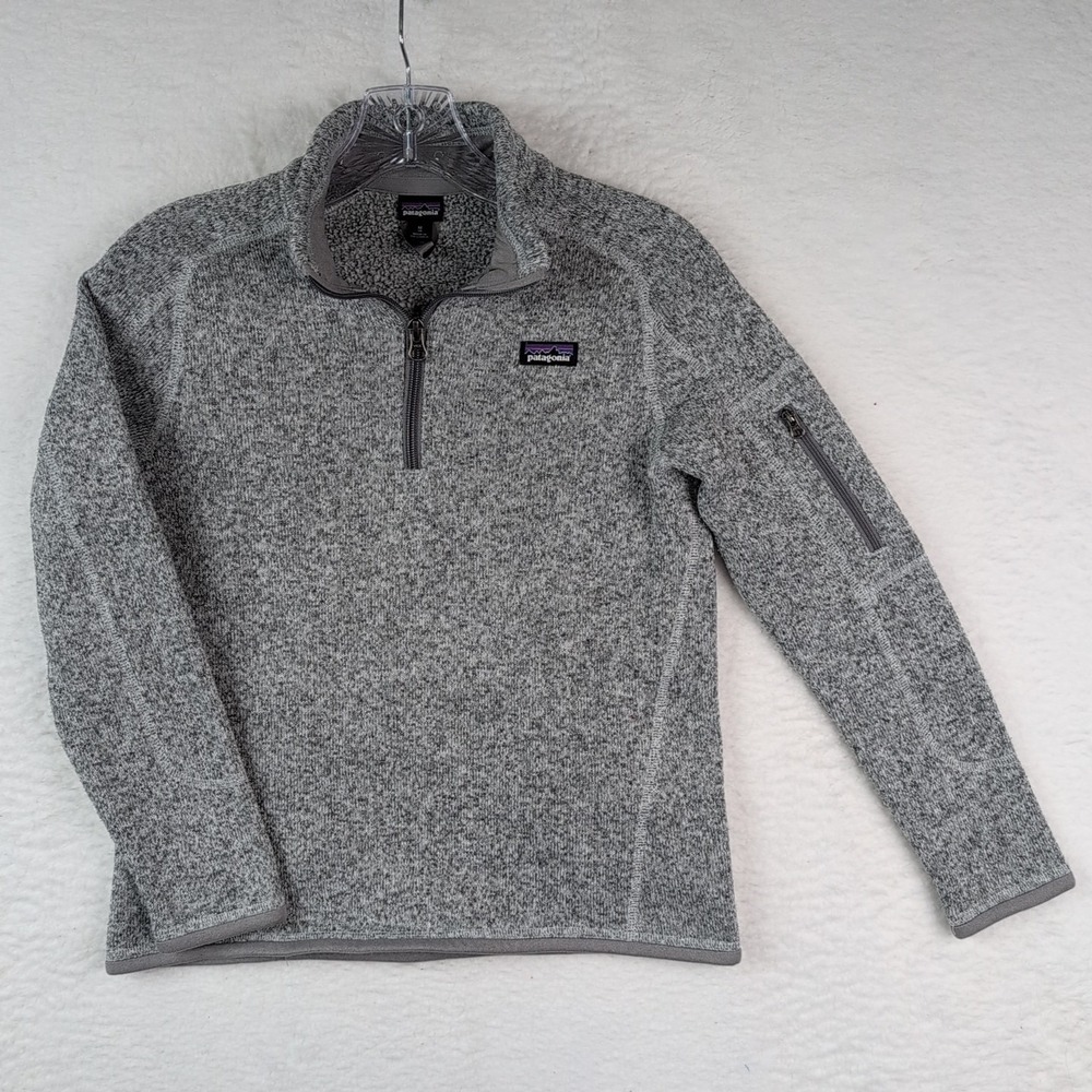 Patagonia Better Sweater 1/4-Zip Birch White Gray 65695 Youth Girls Sz Medium 10